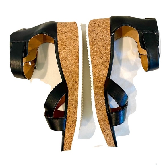 LIKE NEW — Adrienne Vittadini Cortz Wedge Platform Sandals T-strap Ankle Sz 7.5 - Picture 7 of 13